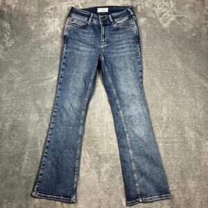 Free People Jeans Womens 30 High Rise Bootcut Medium Wash Embroidered Pockets